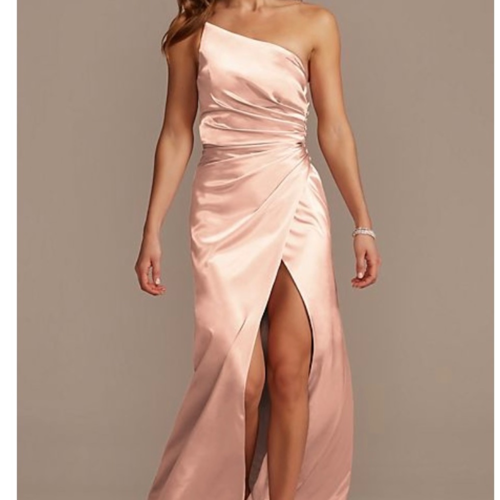 GALINA SIGNATURE  charmeuse draped one-shoulder bridesmaid dress